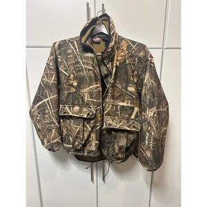 Rivers West Fleece Hunting Jacket Camo Full Zip Cargo Pockets Marsh Grass